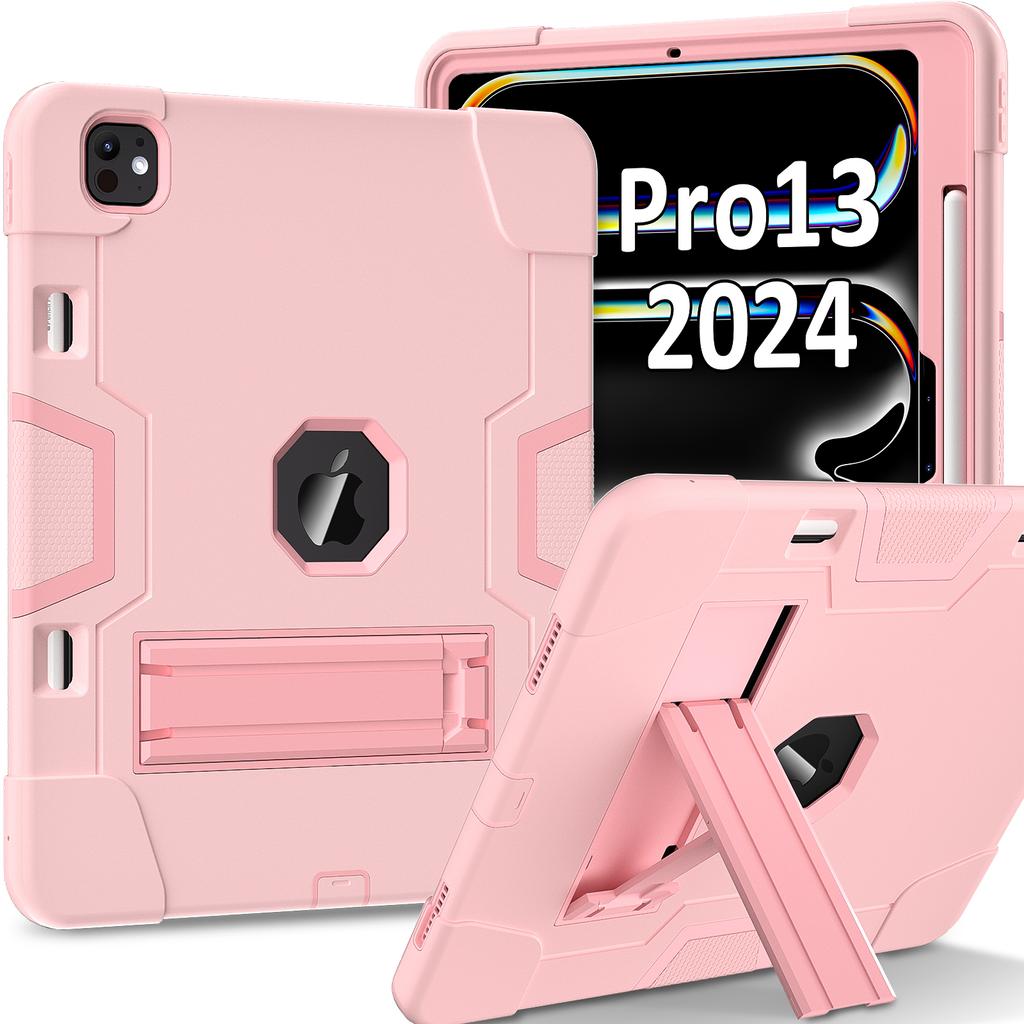 For iPad Pro 13 (2025)/13 (2024) Case Robot Style Silicone + PC Tablet Cover with Kickstand