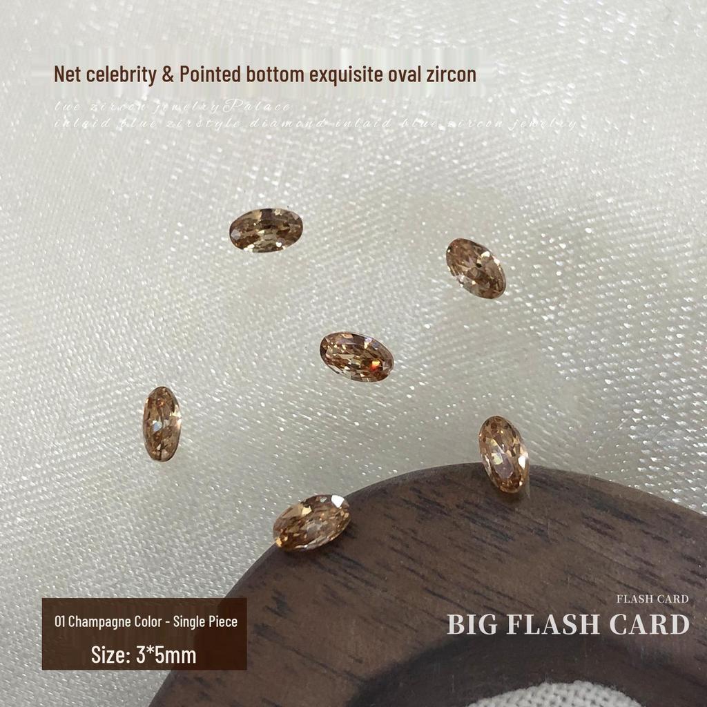 Elegant Zirconia Nail Art Gems: Sparkling White & Champagne Irregular Oval Diamonds