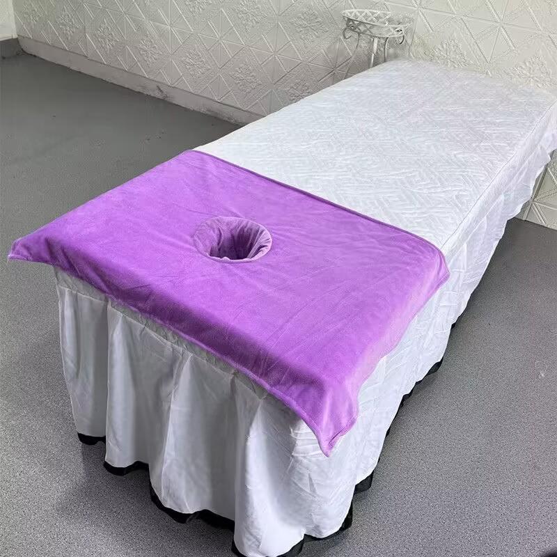 50*80cm Thickened Beauty SPA Massage Table Planking Face Towel with Hole Bed Bandana