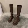 2025 Women's Knee-High Thick Sole Boots - Slimming, Over-the-Knee, Mid-Calf High-Top Autumn Design