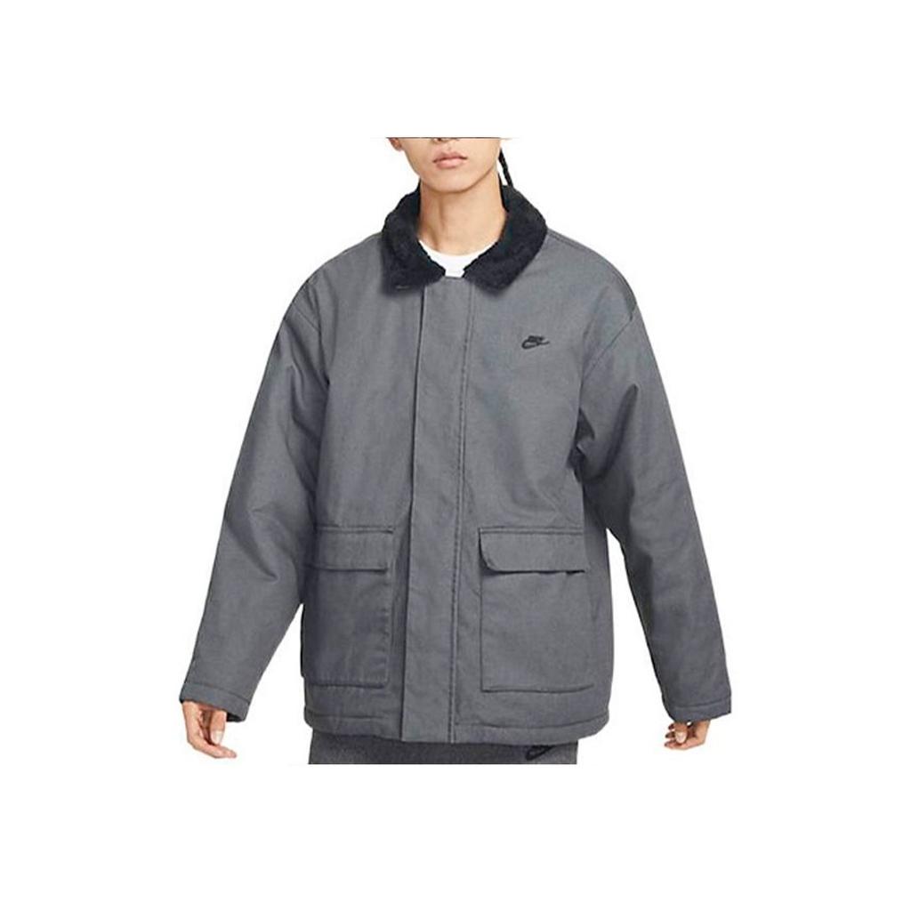 Nike Embroidered Logo Detail Casual Sports Long Sleeve Fleece Jacket Men Jacket Grey FD6683-068
