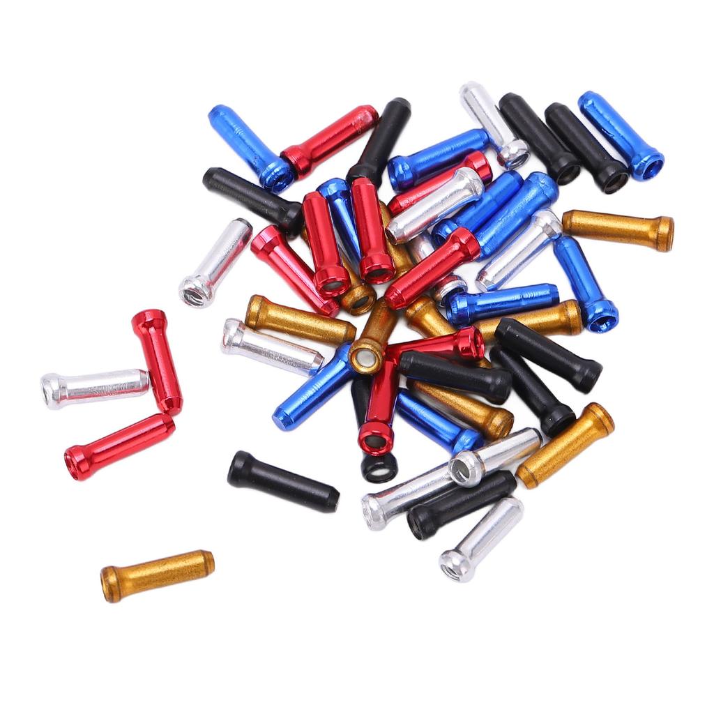 50PCS Bicycle Brake Cable Cap 5 Color Assortment Aluminum Impact Resistant Cable End Crimp