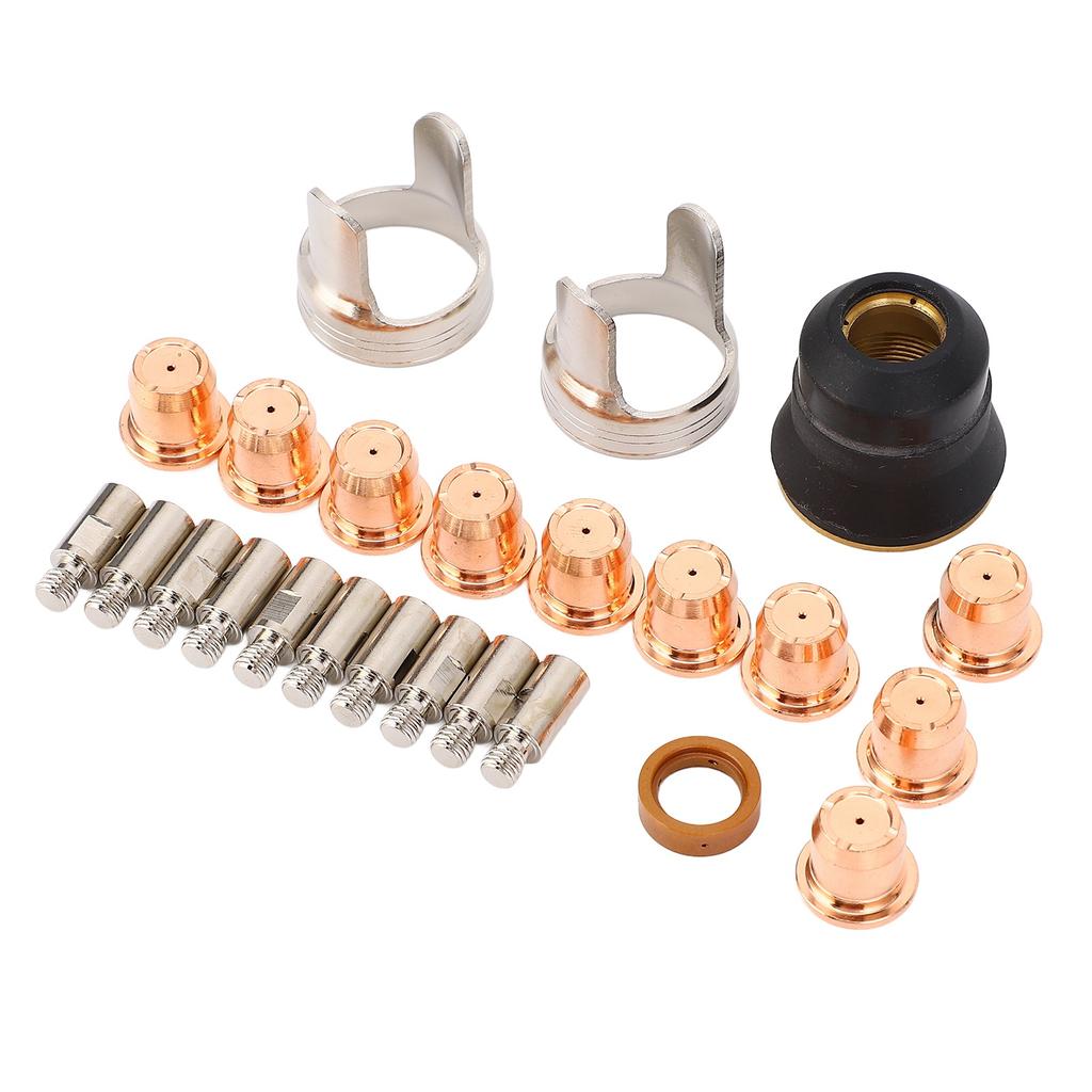 24Pcs Plasma Cutting Torch Tip Kit Consumables for IPT‑60 PT‑60 IPT‑40 Cutter Electrode Shield Cap Stand Off Swirl Ring