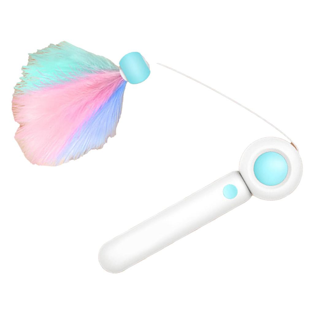 Retractable Cat Wand Attract Attention Cat Teaser Wand Toy Cat Interactive Toy for Exercise Blue