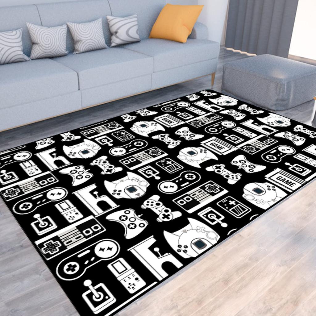 Video Game Carpet Cartoon Gamepad Area Rugs Gamer Controller Floor Mat Non-Slip Home Bedroom Teens Playing Room Decor Doormat