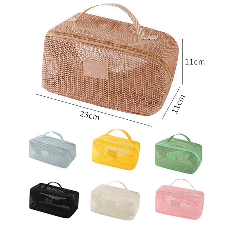 Women's Portable Storage Toiletry Organizer Bag Mesh Transparent Makeup Bag Large Capacity Tote Multifunctional Makeup Case