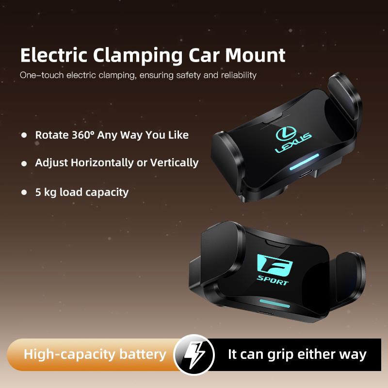 HZN3 Lexus Logo Electric Clamping Car Mount Phone Holder For Lexus F SPORT LBX NX RX 350h 450h ES UX 300e GS IS LS LX CT LC RC GX460