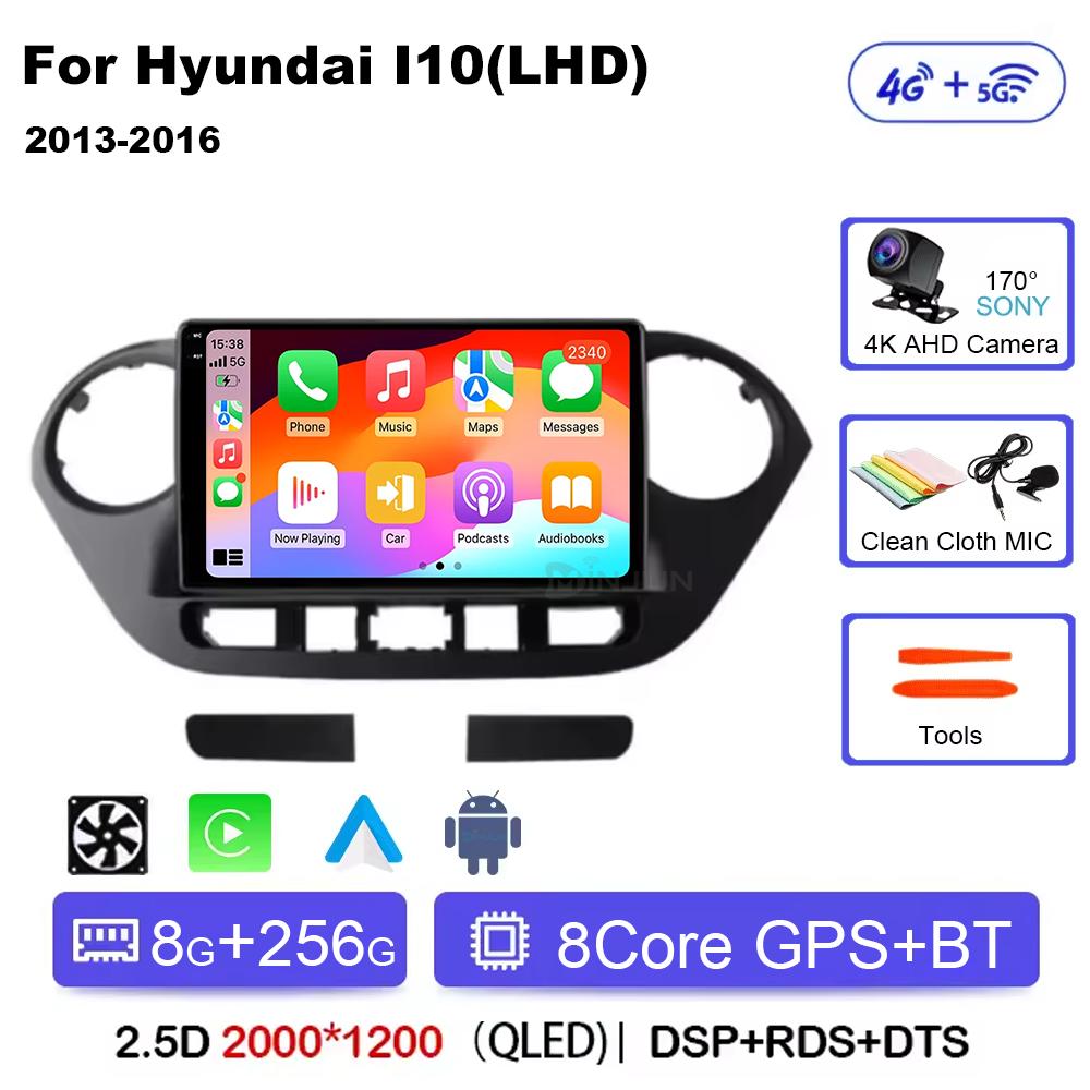 Android 14 For Hyundai I10 2 2013 -2018 LHD 2K QLED Stereo Car Radio Multimedia Video Player GPS CarPlay Auto 4G+WIFI Navigation
