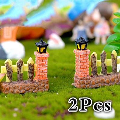 2pc Mini Resin Fence Craft Garden Micro Figurines Tiny Garden Ornaments Bonsai Home Decoration