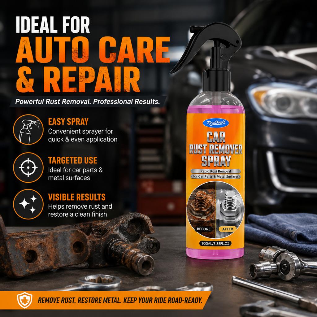 Car Rust Remover Spray 100ml - Fast-Acting Rust Dissolver for Wheels, Bolts & Metal Parts, Restores Shine