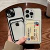 Plating Transparent Card Holder Phone Case For Iphone 14 13 11 12 Pro Max Plus Lens Protection Shockproof Silicone Wallet Cover