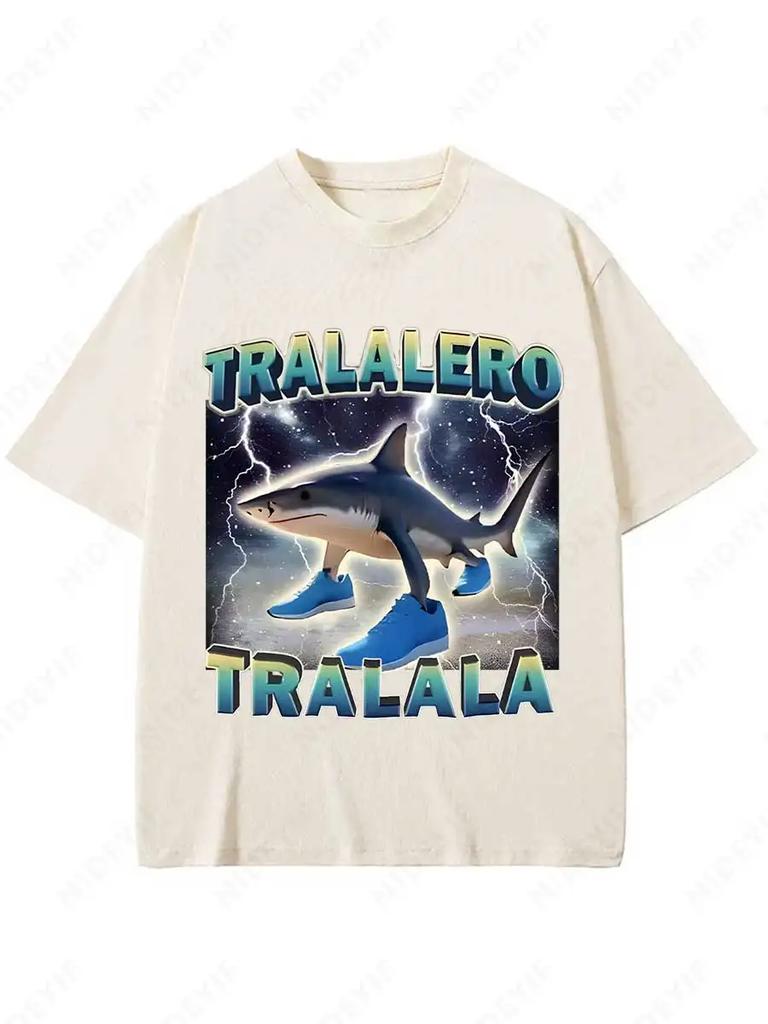 Tralalero Tralala Funny Shark Meme Tshirt Gifts Womens Fashion Gothic Vintage Tshirts Casual T Shirt