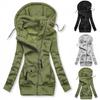 Women Fashion Long Sleeve Drawstring Hooded Slim Jacket Coat Zipper Outerwear