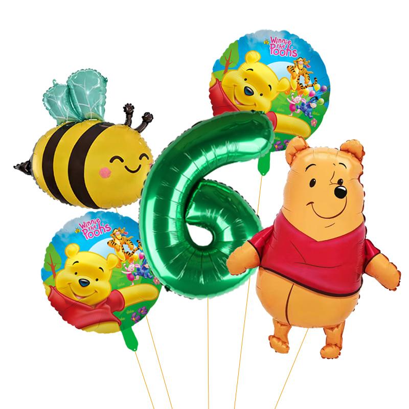 5 unidades Balão de Abelha Desenho Animado Winnie The Pooh Suprimentos para Festa Winnie Balões de Festa de Urso para Chá de Bebê Decorações de Festa de Aniversário