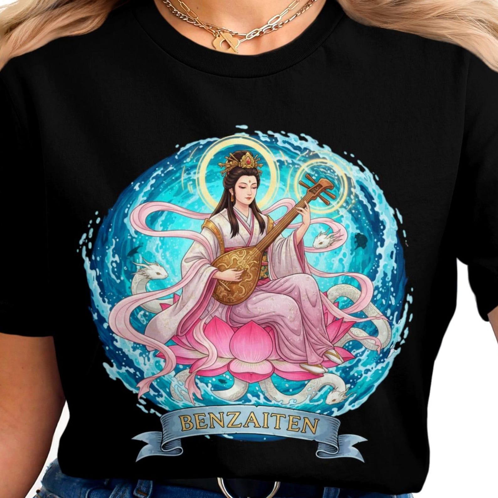 Benzaiten T-Shirt | Japanese mythology | Retro Japanese Goddess XL