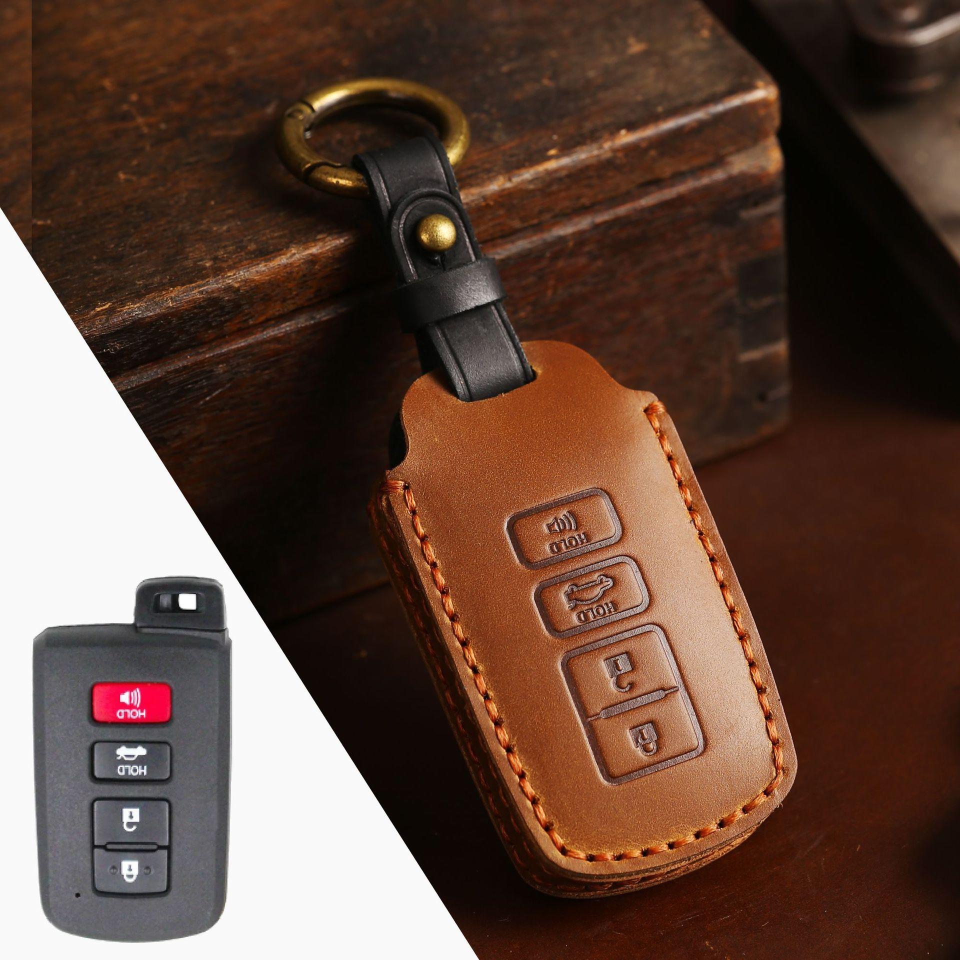 

Suitable for Toyota key case Camry Asian Dragon leather retro Crazy Horse leather handmade car key case