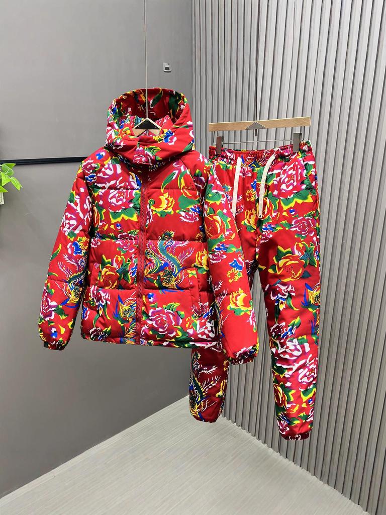 Influencer Winter Style: Peony Floral Thick Cotton Quilt Set & Jacket