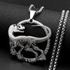 Collana Ciondolo Scheletro di Dinosauro Velociraptor per Donne Uomini Acciaio Inossidabile Colore Oro Animale Hip Hop Maschile Catena a Scatola Gioielli