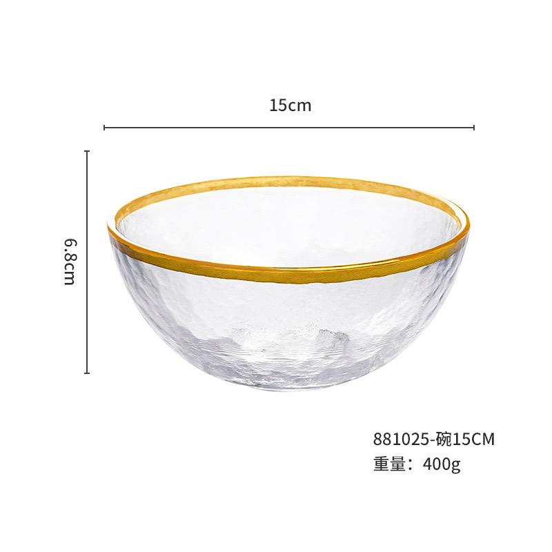 

Набор тарелок и мисок из термостойкого стекла с золотой окантовкой — элегантная прозрачная посуда для украшения дома и вечеринок A