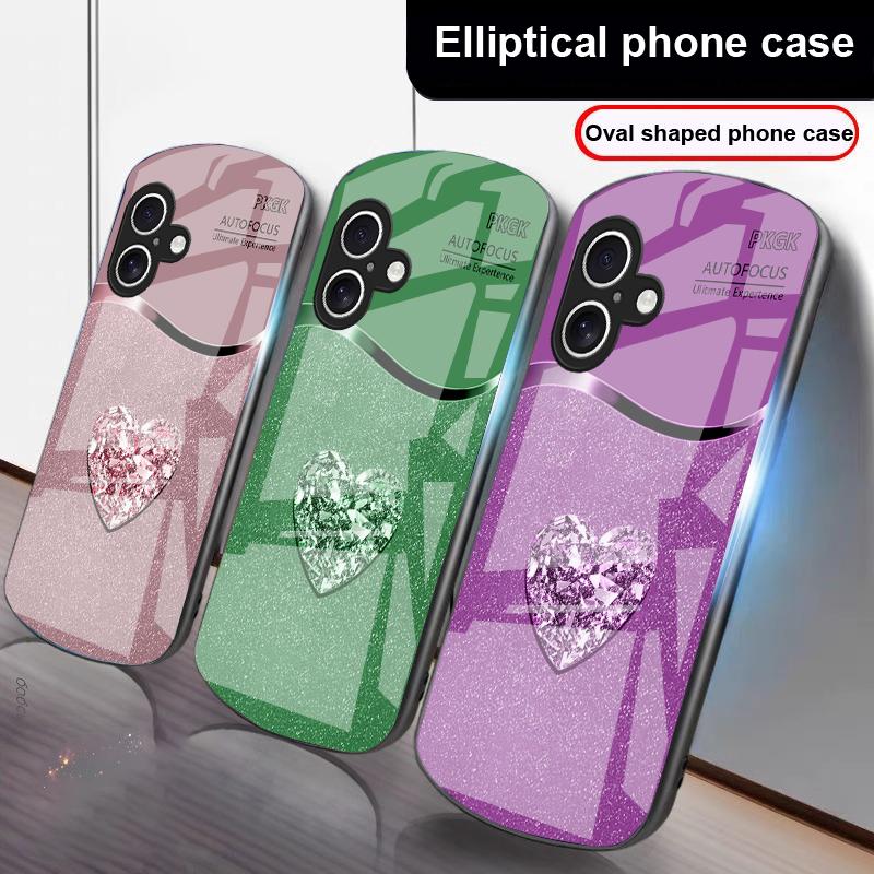 Verlauf Diamant Liebe Für iPhone 17 16 15 14 13 Plus 12 mini 11 Pro Max XR Xs Max X 7 8 6S 22 20 Elliptische Glas Handyhülle