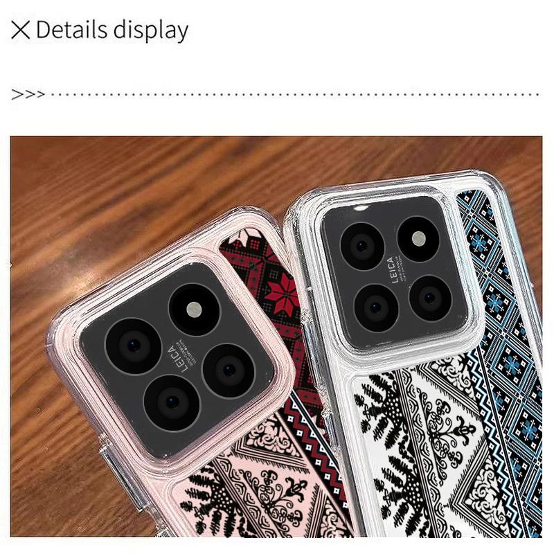 Komplexes Muster Transparente Hülle für Xiaomi 14T 13T Pro Redmi Poco X6 Pro M6 X5 Note 14 Pro 13 12 11 Weiches Silikon Stoßfest Klar Schlanke Handyhülle