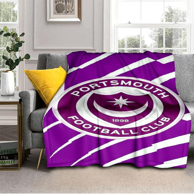 Ports-mouth Fc Anniversary Printed Throws Blanket Soft Flannel Blankets for Couch Bed Gifts for Men Women Picnic blanket Christmas gifts