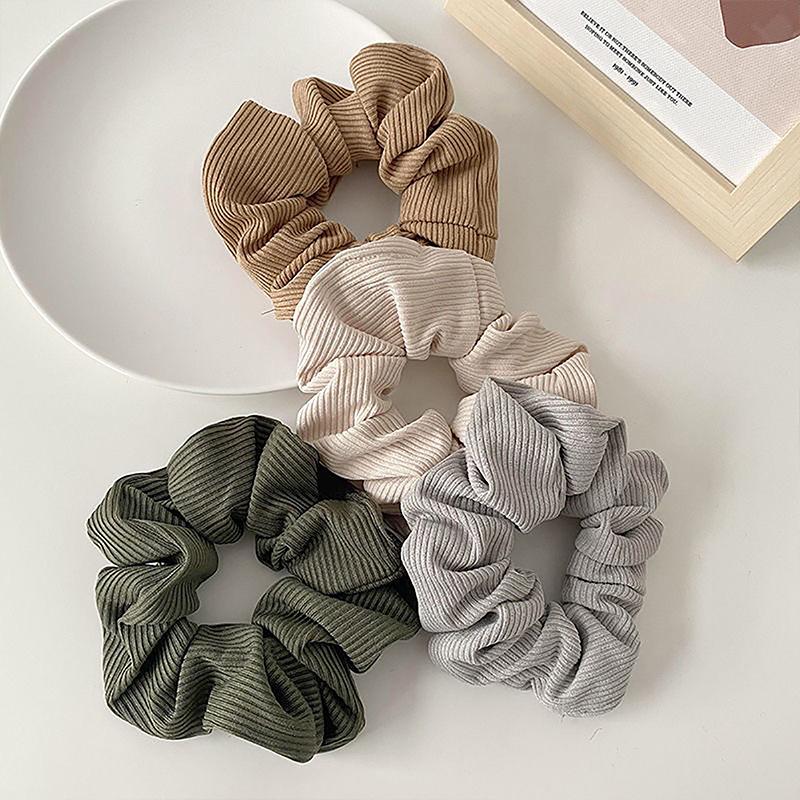 Knitted Hair Scrunchie Headband For Women Solid Color Velvet Elastic Hair Bands Rings Girls Hair Accessories Headwear