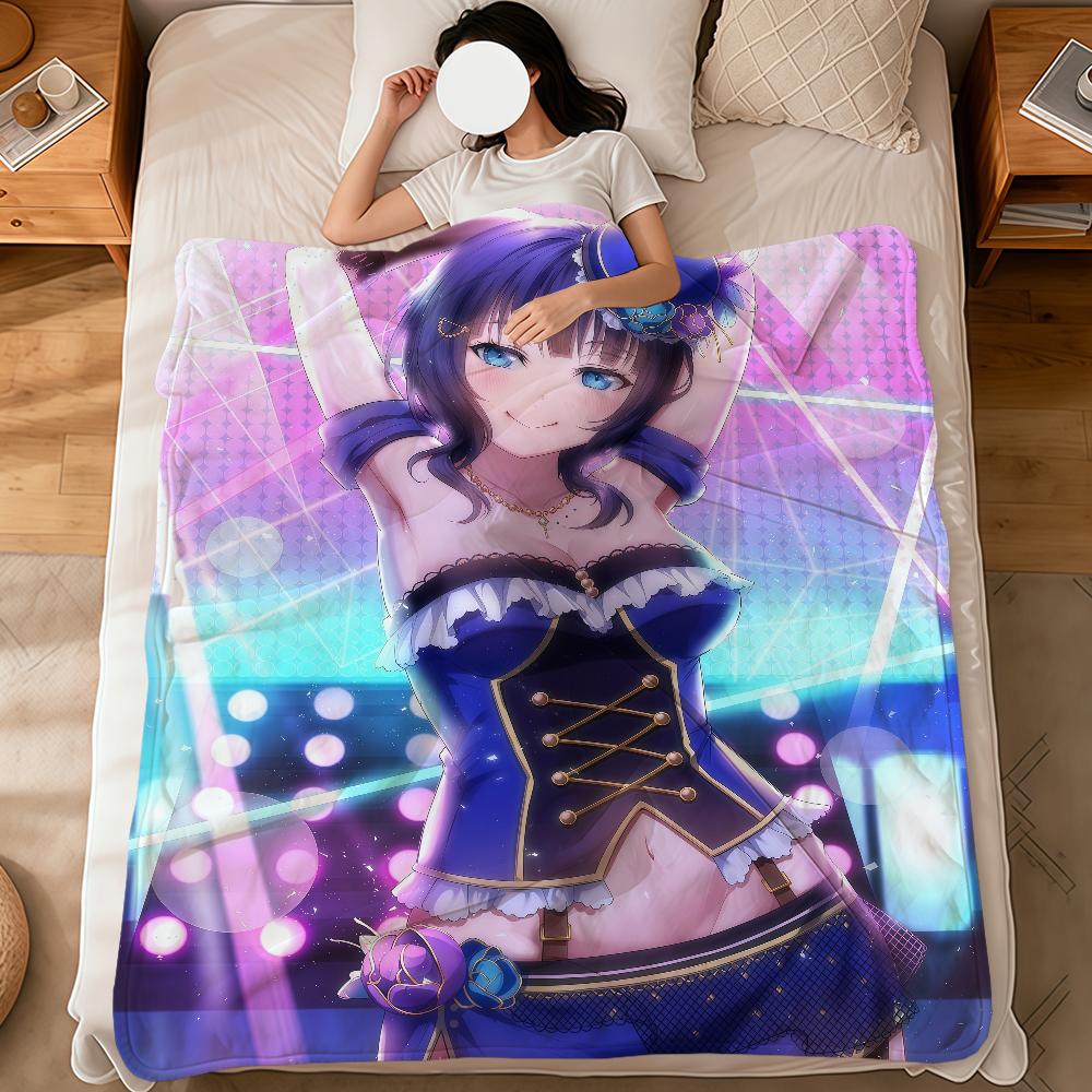 anime art cute girl a-asaka karin soft warm plush blanket for dormitory sofa living room pet hogar bedroom gift nap home Flannel