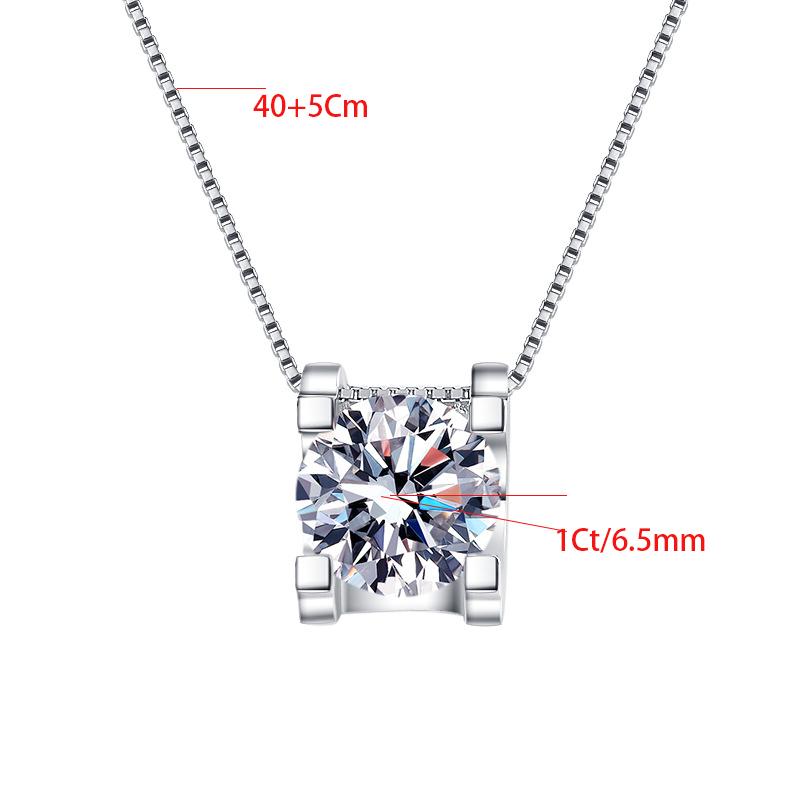 Classic Style Jewelry Four Claw S925 Sterling Silver 1ct VVs1 Moissanite Hypoallergenic Pendant Necklace of Women Gift 18inches