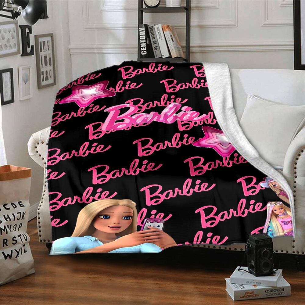 1 peça Cobertor de Flanela Barbie Macio, Quente e Aconchegante para Sofá, Cama, Escritório e Viagem Versátil para Todas as Estações Presente, presente de Natal