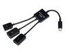 Micro USB OTG Hub Expansion Dock: One-to-Three Splitter with Power Supply for Mobile and Tablet.