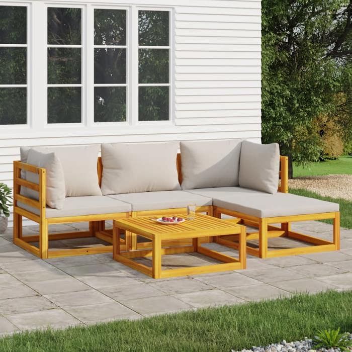 VidaXL Garden Lounge Set with Cushions 5 Pcs, Sofas with Backrest, Furniture Set with Coffee Table Patio Terrace, 3155279