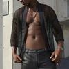 Men Club Shirt Hollow Out Mesh Cardigan Three Quarter Sleeve Thin Clubwear See-through