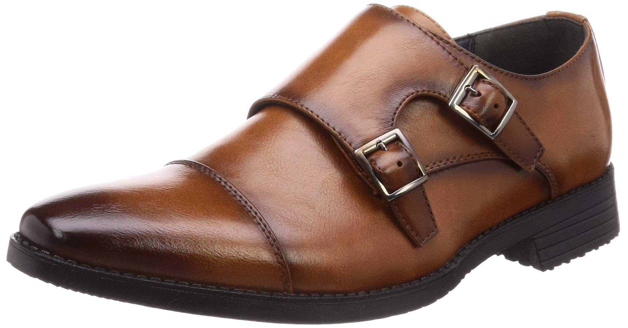 

San-A Plus 2755 Men s Double Monk Business Shoes with Air Circulation Sole, Camel, Size 25.5cm