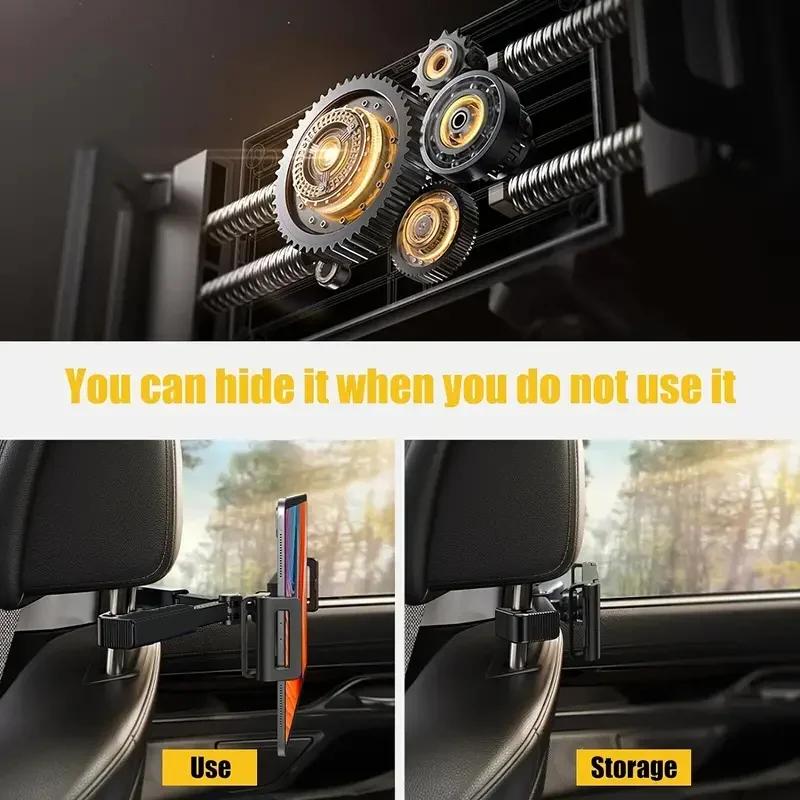 "360° Rotating Waterproof Car Headrest Phone/Tablet Mount: Universal 4.7-13"" Compatibility, Easy Installation, Secure Handlebar