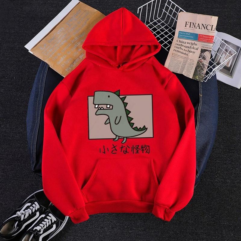 Monster Dinosaur Printed Hoodie Men Casual Funny Kawaii Fashion Round Neck Long Sleeve Pullover Autumn Winter Fleece Sweatshirts
