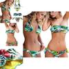 Exquisite Tropical Bikini Set With Green Leaf Print For Stylish Summer Swimwear