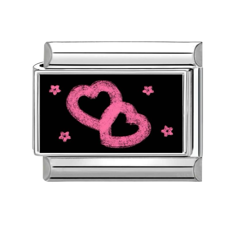 Schönes schwarzes Druckdesign Hase Katze Hund Blumen Herz Y2K Italienischer Charms Glieder Passend für 9mm Edelstahlarmband DIY Herstellung