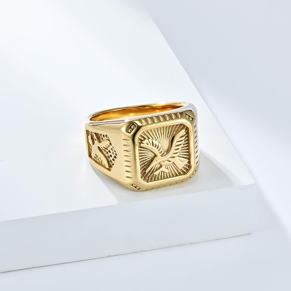 2026 Eagle Ring Ring Men's Personality Fashion Plated 18K Gold Hand Jewelry