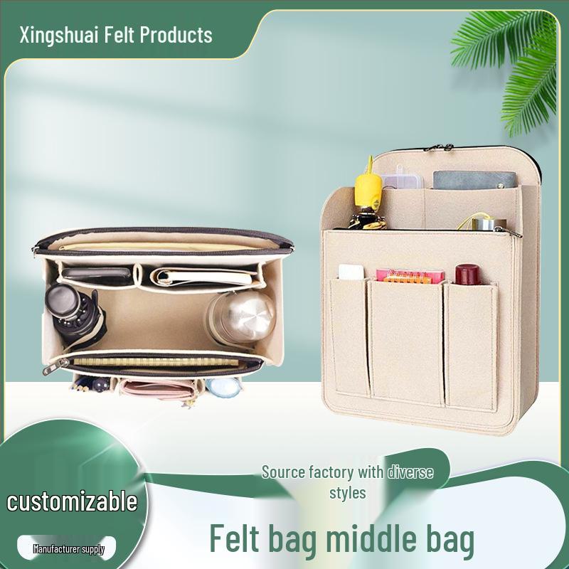 

Hot Selling Large Capacity Felt Backpack Inner Organizer for Travel Off-white; 24*12*30
