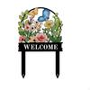 Welkom Bord met Paal Decoratief Tuinmetaal voor Tuiniers, Huiseigenaren, Bloembak