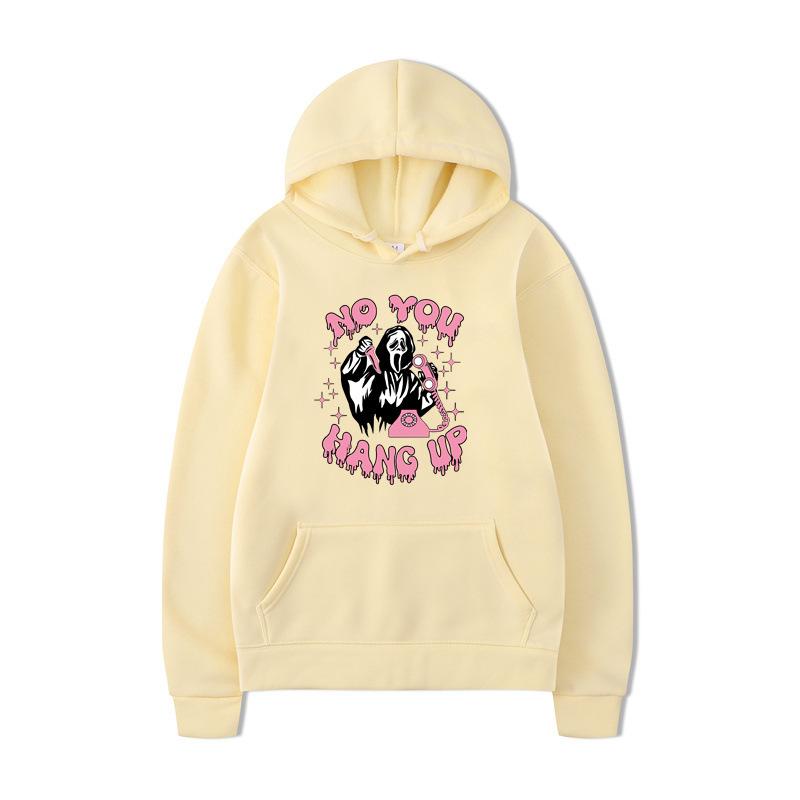 No You Hang Up Halloween with Heart Prints Hoodies Men Long Sleeve Sweatshirts Women Harajuku Streetwear Pullovers Sudaderas