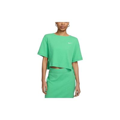 Vêtements de sport Couleur unie Col rond Manches courtes T-shirt Tops Femme Vert herbe DV7871-363