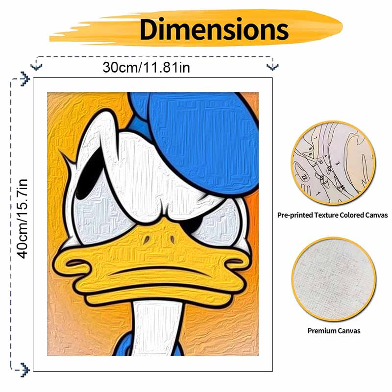 Disney Angry Donald Duck Digital Oil Painting Diy Handpainted Coloring Painting Home Decoration, Canvas Wall Art for Living Room Decor