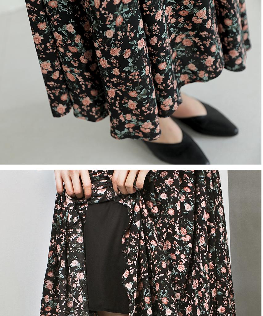 Ppaeppae Smoked-Banded Floral Long Dress