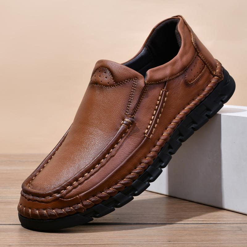 Fashion Mens Genuine Leather Casual Shoes Vintage Style Male Hiking Shoes Soft Breathable Walking Sneakers Classic Lace-Up Oxford Shoes