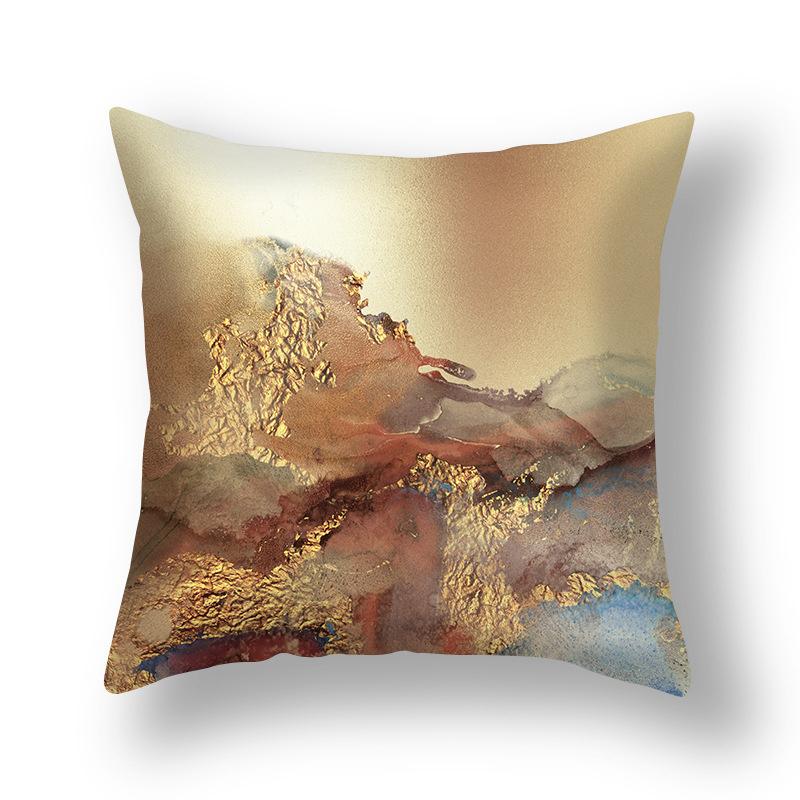 45x45cm Nordic Ins Abstract Gold Blue Marble Print Cushion Cover Sofa Office Seat Lumbar Pillow Cover Home Decoration