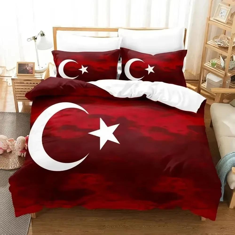 Fashion 3d Print Turkey Flag Bedding Set Duvet Cover Bed Set Quilt Cover Pillowcase Comforter King Queen Size Boys Adult Bedding