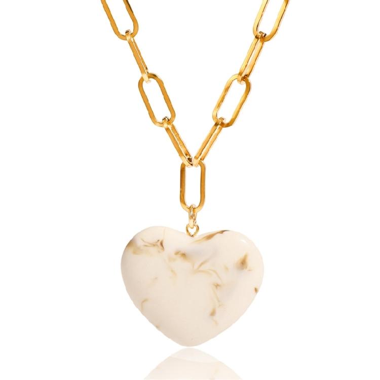 Lightweight Resin Heart Charm Necklace Adjustable Length Chain Simple Elegant Design Unisex Jewelry