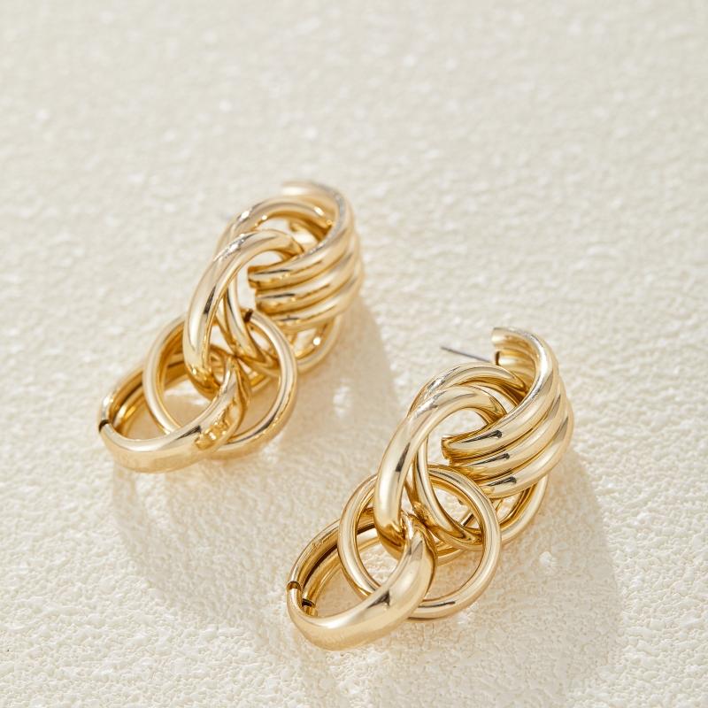 Fashionable Personalized Girl Geometric Circle Pendant Earrings European and American Vintage Simple Street Zircon Gift